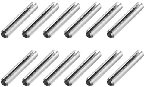 QUARKZMAN 12 Stück Geschlitzte Rollstifte 3/10 Zoll(8mm) Durchmesser 2 Zoll(50mm) Länge Stahl Feder Spannungs Expansionsdübel Für Sichere Befestigung Silber