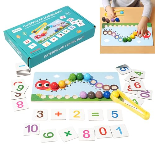 wiroouia Holz Mathematik Lernspiel | Lernspiel zur Förderung der Feinmotorik und Rechenfähigkeiten - Mathe Lernspiele | Für Vorschulkinder Und Mädchen 3-5 Jahre Alt Für Geburtstag Und Hausschule