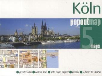 Köln PopOut Map, 5 maps: Greater Köln, Central Köln, Köln Bonn Airport, Locator, U-Bahn & S-Bahn