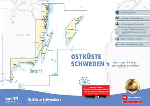 Sportbootkarten Satz 11: Ostküste Schweden 1 (Ausgabe 2025/2026): Simrishamn bis Mem mit Gotland und Öland