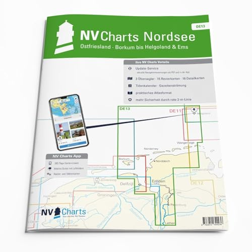 NV Atlas Ostfriesland DE 13 mit App Lizenz - Seekarte Nordsee - Borkum bis Helgoland & EMS