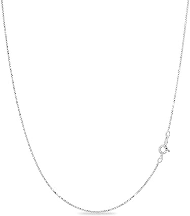 KEZEF 925 Sterling Silver 1mm Box Chain Necklace for Women, Thin & Sturdy Italian Chain, 15 Inch (Choker)