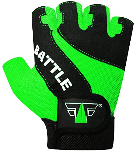FOX-FIGHT Battle Green Fitness Kraftsport professionelle hochwertige Qualität Leder Trainingshandschuhe Kraftsporthandschuhe Krafttraining Gewichtheben Bodybuilding Damen Herren M