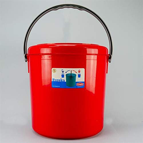 Stefanplast Poubelle Eureka avec Housse, Turquoise Intense, 10 Litre, Plastique, Rouge Framboise, 30 x 30 x 31 cm
