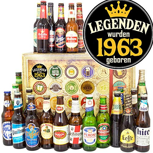 Legenden 1963 / 24x Bier aus der Welt/Geschenk für Mann Geburtstag/Weihnachtskalender 2024 2025 Bier