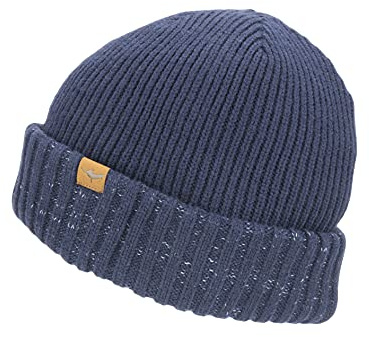 SEALSKINZ | Bacton | Unisex Waterproof Cold Weather Roll Cuff Beanie Hat | Outdoor Activity | Three-Layer Insulation Technology | Microfleece Lining Navy Blue