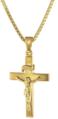 trendor Kruzifix 24 mm Gold 333 (8 Karat) mit Goldplattierter Kette 75286-40 40 cm