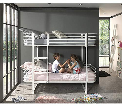 Lomadox Kinderbett weiß Etagenbett Metall Doppelstockbett - B/H/T: 205/166/99cm Hochbett