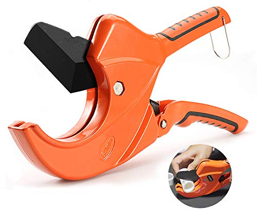 AIRAJ 2-1/2 Kunststoff Rohrabschneider, Rohrschneider große Öffnung,SK5 Stahlklinge,Geeignet für PVC/PE/PP/PEX/PPR,64mm Ø Professioneller Ratsche Rohrschneider