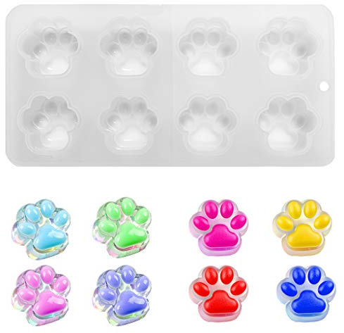 Daimay Katze Pfote Harz Casting Formen Gussformen Kerze Nette Haustierpfote Silikonharzform Katzenpfote Tierform Epoxidharz Tiere Silikonformen Schmuckherstellung für DIY Anhänger - 8 Gitter