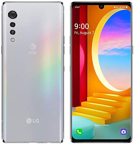 LG Velvet 5G (128 GB, 6 GB RAM) OLED de 6.8 pulgadas, Snapdragon 765, cámara 4K de 48 MP, US 5G/4G LTE AT&T desbloqueado (Cricket, latín/no para T-Mobile) LM-G900UM (paquete SD de 64 GB, plata Aurora)