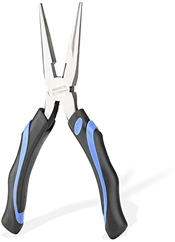 URASISTO 6-Inch Long Needle-Nose Side Cutting Pliers with Heavy Duty Nickel Chromium Steel Construction