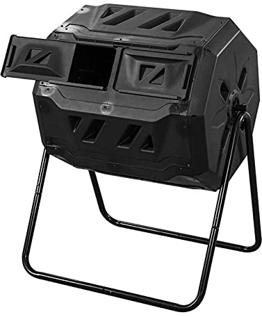 Contenedor De Abono Grande De 160L para Exteriores, Cubos De Abono para Jardín, Cubos De Abono Giratorio O Giratorio con Puerta Corredera