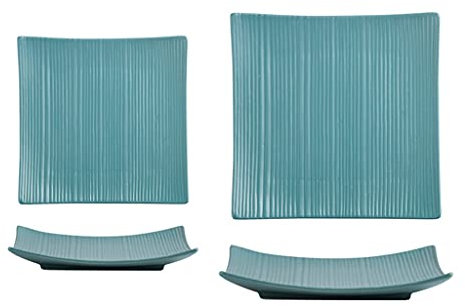Servizio di piatti Piatti da pranzo da 2 pezzi 8 pollici Piatti quadrati quadrati in ceramica per bistecca di insalata e antipasto Plates, piastre da servizio ristorante, cena in famiglia e festa Serv