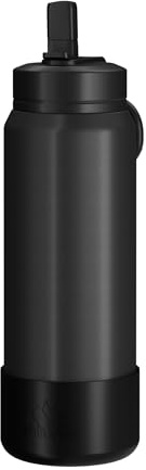 Hydrapeak 26oz Sport Insulated Water Bottle with Straw or Chug Lid, Leak & Spill Proof, Keeps Drinks Cold for 24 Hours, Hot for 12 Hours, Premium Stainless Steel Water Bottles (26oz, Black)