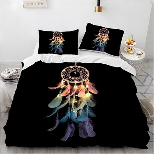 phonxia Parure de lit 220x240 Adulte Attrape-RêVes Coloré Housse de Couette 2 Personnes, Housse de Couette 220x240 avec Fermeture Éclair Ultra Doux Microfibre Literie et 2 Taies d'oreiller 65x65…