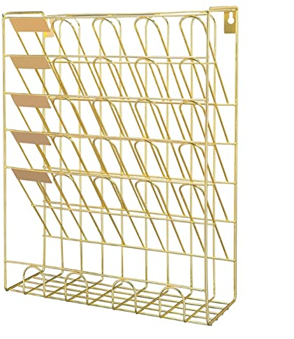 Schreibtisch Briefablage Dokumentenablage File Rack Wandmontierte Metalldateihalter 6-Port-Magazin-Mail-Rack, verwendet for Home Office Desk Dokument Briefpapier Dokumentenablage (Color : Gold)