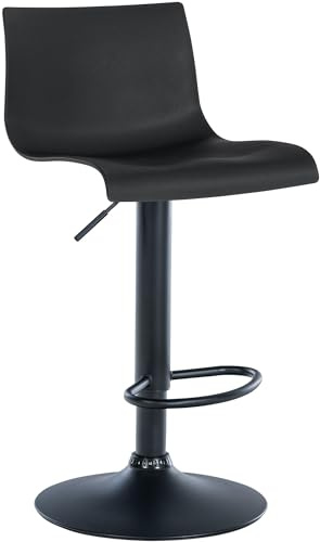 CLP Barhocker Branford I Modern, Höhenverstellbar Mit Lehne I Metallgestell, Bequemer Sitz I Küchenstuhl Oder Esszimmerstuhl | Farbe schwarz Material Kunststoff