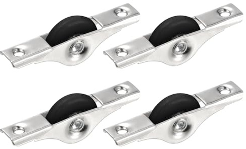 sourcing map 30mm Sliding Door Nylon Pulley Window Wheels for Furniture Screen Door Wardrobe Cupboard Closet with Screws, 4Pcs, Black Silver Tone