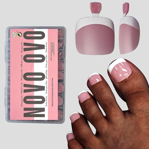 NOVO OVO Coller des ongles de pied et des ongles artificiels, Berry Pink Collage, protège-gel souple Pointes d'orteils, 15 tailles 360 pièces