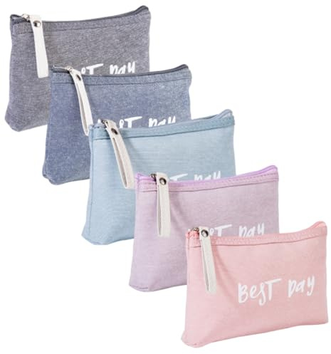 Hpamba Borsa Da Toilette Da Viaggio Multifunzionale Con Cerniera Per Chiavi Cosmetici In Tela E Piccoli Portafogli Portamonete Borsa Da Toilette In Tela Da 5 Pezzi Per Portachiavi Carte Contanti (B)