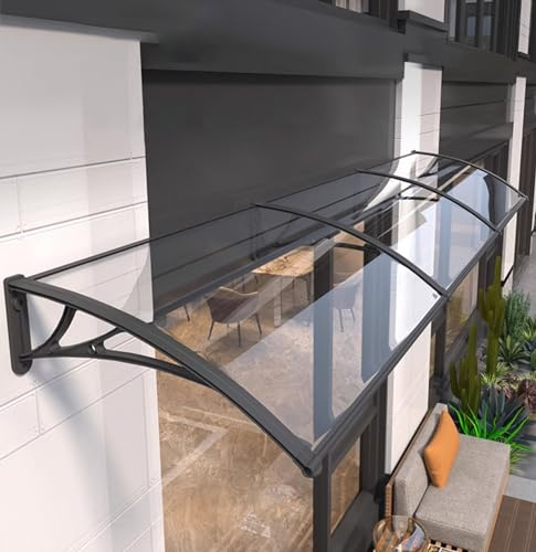 Vordach mit Seitenteil, Türüberdachung Polycarbonatplatten, 2,5 Mm Dick Transparent Balkon Regenschutz für Garage Balkon Fenster Haus mit Uv Regen Schneeschutz (Size : 150x200cm/59 x79)