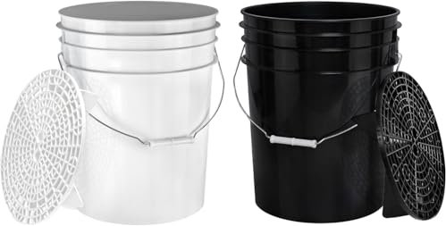 BenBow Kit de Nettoyage Auto: 2 seaux de 20L et 2 grilles de Lavage filtrantes - idéal pour Un Nettoyage approfondi et Efficace, méthode des Deux seaux