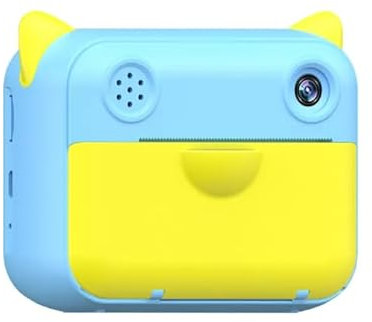 Macchina fotografica blu stampa istantanea per bambini, fotocamera per foto e video