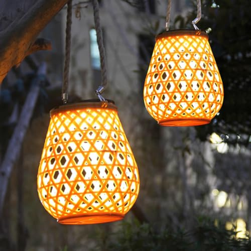 Utomhus soldriven bärbar lampa imitation bambu vävning solljus atmosfär lykta ljus solbelysning trädgård dekorativt ljus för gräsmatta, innergård