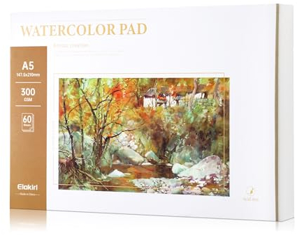 ELAKIRI Aquarellpapier A5 300g mit 60 Blatt Hochwertige Qualität Aquarell Papier, Aquarellblock A5 Weiß, Säurfrei, Aquarellpapier 300g Watercolor Paper für Lehrer Künstler
