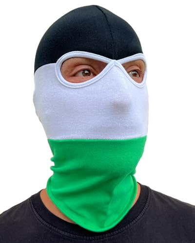 No Face No Name Sturmhaube in schwarz weiß grün gestreift I Balaclava Maske Beanie Einheitsgröße I Ultras Hooligans Ski Motorrad