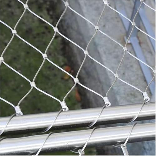 SSDDLZEQ Drahtgeflecht aus Edelstahl 304, Flexibles Kabel, Drahtseil, X-Typ-Geflecht, Tier-/Geflügelkäfignetz, Hochgebirgsschutznetz, Zaungeflecht for Garten, Bauernhof, Fußballplatz(L1xW9m)