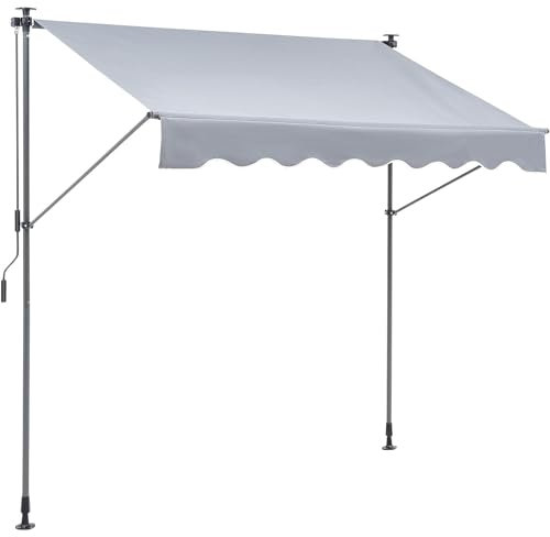 JMORCO Klemmmarkise Manuell einziehbare Markise, 118-Zoll-Sonnenschutz for die Terrasse im Freien, verstellbar mit 39-Zoll-Sonnenschutzvorhang, for den Hinterhof