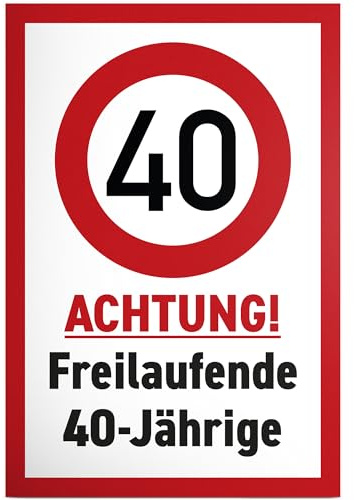 DankeDir! Freilaufende 40 Jährige - Schild 30 x 20 cm - Frauen Geburtstagsgeschenk Freundin 40er 40. Geburtstag 40 Jahre Geschenk - Geschenkidee Partydeko Geburtstagskarte Geburtstagsdeko