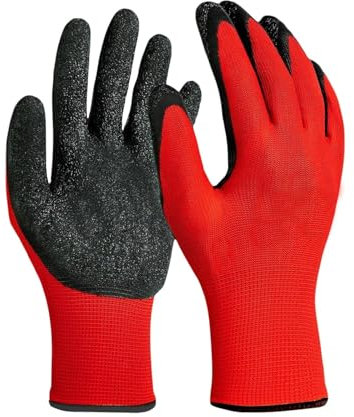 SQUADO Guanti da Lavoro,12 Paia, con Protezione e Presa Massima, in Edilizia, Logistica, Manutenzione e Giardinaggio Misura 9 (Taglia L)