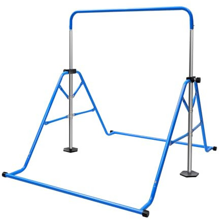 TouTToNG Gymnastik Turnreck Kinder Gymnastics Reck 45.27-61'' Höhenverstellbar Reckstange Trainingsstange Bar für Kindern Outdoor Heimtraining, Blau