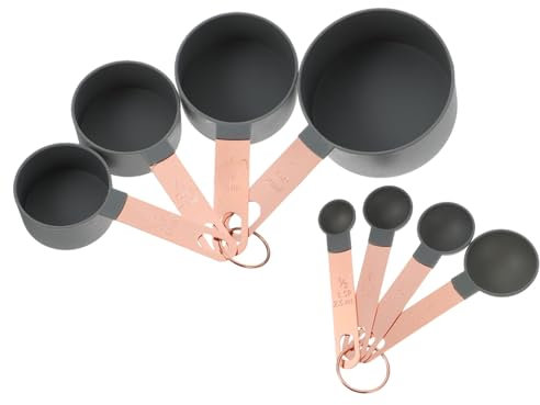 Cabilock Juego De Taza y Cuchara Medidora 8 Piezas Mango De Acero Inoxidable Fácil De Medir y Transportar