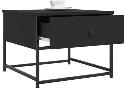 HEFZGDB Couchtisch Schwarz 51x51x40 cm Holzwerkstoff Couchtisch Modern Wohnzimmertisch Klein Coffee Table Living Room Satztische Fürs Wohnzimmer für Garten Tagungsraum Wohnzimmer Balkon