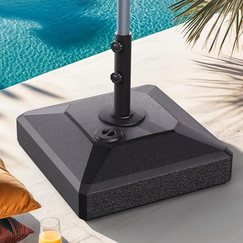 PURPLE LEAF MLB45 Pied de Parasol avec Roues pour Parasol Balcon 55L x 55l x 11H cm, Socle 70 kg de Charge, Base Remplissable avec Eau et Sable, Noir