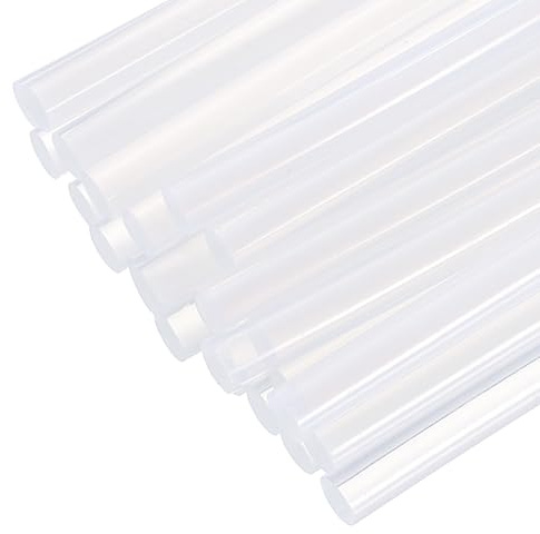 QUARKZMAN 40 Pcs Mini Sticks Colla a Caldo, 0.28 Diam x 3.94 Lung EVA Sticks per Pistola Colla, Bianchi Trasparenti Mini Sticks Colla a Caldo per Progetti DIY e Artigianato