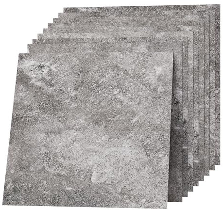 30 x 30 cm, rivestimento per pavimenti in PVC, autoadesiva, design marmo, effetto piastrelle, in vinile, impermeabile e durevole, per soggiorno, cucina, bagno, balcone, grigio, 50 piastrelle 4,5 m²