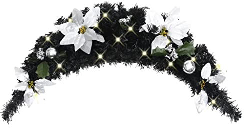 NQJIBUE Arco de Navidad con luces LED de PVC negro de 90 cm, decoración, decoración de temporada y vacaciones, iluminación de Navidad