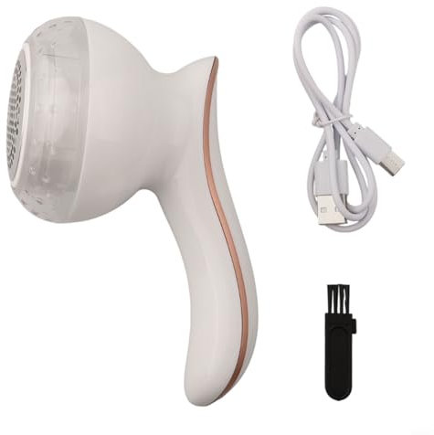 Elegante levapelucchi portatile, ricaricabile tramite USB, con lame aggiuntive per mantenere i vestiti freschi (bianco)