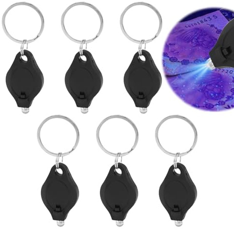 6Pcs Note Checker Blacklight Mini LED Keychain Torches Mini Keychain Flashlight Torch with UV Detector Pocket-Sized Torches Money for Paper Notes Money Checker Verification Pocket Small Keyring Torch