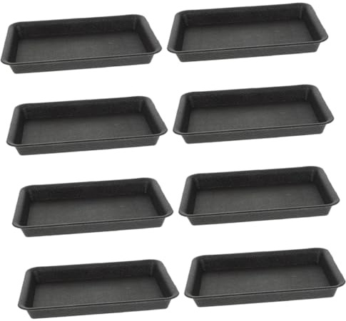 TOBBOMEY Plateaux De Plantation en Plastique Rectangulaires 8 Pièces pour Pots De Fleurs Intérieur Extérieur, Bac à Récupération d'eau Noir Multifonction, Soucoupes pour Plantes Drainage Pratique