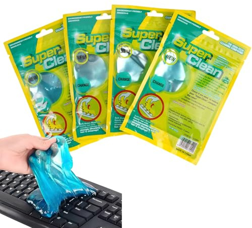HJYIMYI 4 Piezas Gel Limpiador Teclado,Gels Limpiador de Polvo para Interior Coche,Gel de Limpieza de Coche para Computadoras,Ventilaciones de Coches,Escritor,Calculadoras y Ordenador (Color Azul)