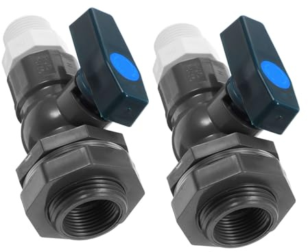 ibasenice 2 Pièces Kit de Adaptateurs PVC pour Tonneau Eau de Pluie avec Vanne Raccord pour Tuyau de Jardin et Système de Récupération Eau Extérieur