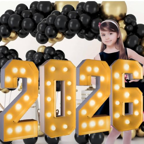 3FT/36 Inch Marquee Light up Numbers with warm yellow lights,yellow Marquee Number 0-9 for Birthday Party Large Mosaic Frame Letter Cardboard Pre-Cut Foam Board Sign Diy Decorations Anniversary(2026)