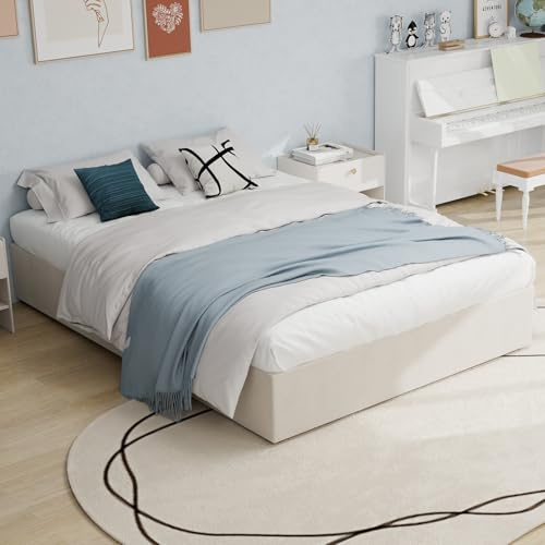 Generisch Moderno telaio del letto senza testiera, 160 x 200 cm, grigio olandese per camera da letto, moderno, con molle a gas, struttura in legno di alta qualità con design traspirante