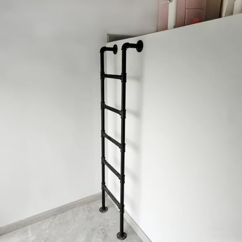 ZENSTYW Escalera De Litera para Interiores,Escalera De Pared para Ático De Metal,Color Negro,Escalera De Sótano De Escape De Emergencia,para Dormitorio,Biblioteca(165cm/65in)